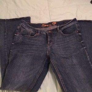 boot cut stretch jeans with rhinestone pockets